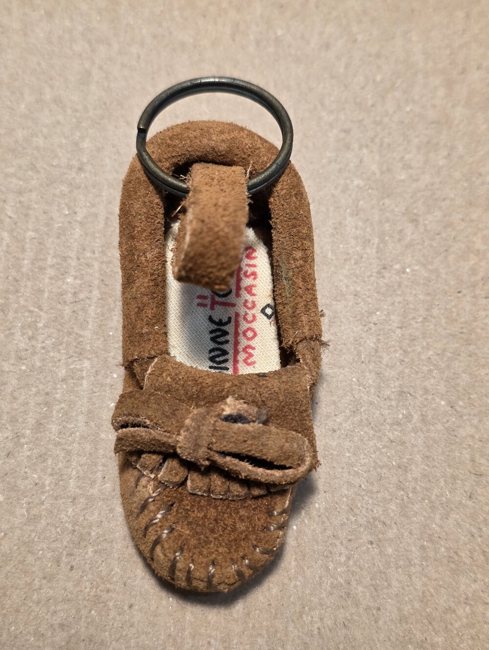 Minnetonka Tan Suede Moccasin Mini Moc Keychain 2006